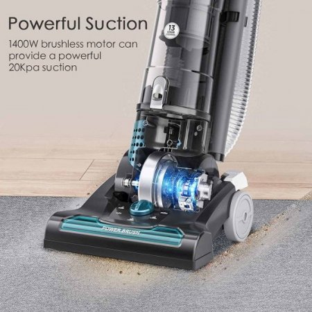 MOOSOO 20KPA Powerful Suction Pet Upright Vacuum Cleaner, Stick Vacuum Cleaner, Cord Bagless Vacuum Cleaner for Pet Hair, Carpet and Hard Floor - U1400 A