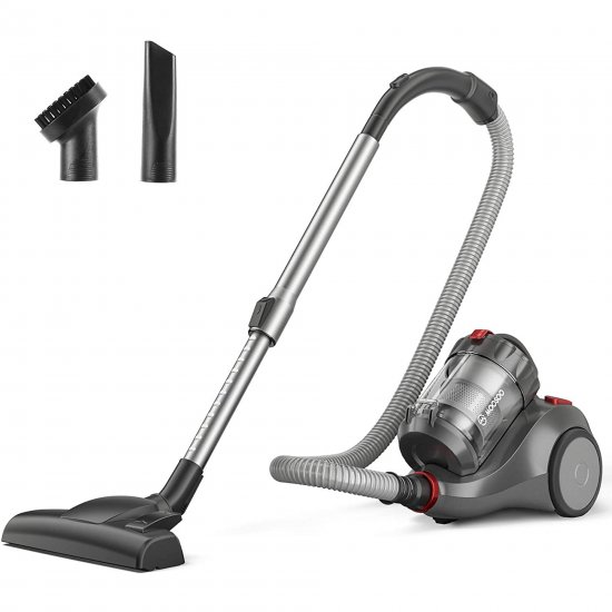 MOOSOO Bagless Canister Vacuum, Grey, Easy Clean for Hard Floor or Carpet