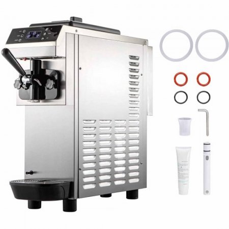 VEVOR Commercial Soft Ice Cream Machine 13 L/H (3.4 Gal/H),Ice Cream Machine Single-Flavor,Gelato Machine Commercial 1200W Countertop Commercial Yogurt Maker Machine,With LED Intelligent Panel