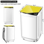 Full Automatic Washing Machine 7.7 lbs Washer, Spinner Germicidal UV Light Yellow