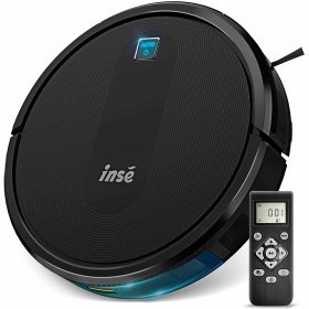 INSE Robot Vacuum Cleaner 2000Pa Powerful Suction, Super Slim Quiet, 120min Runtime, Self Charging, Large Dustbin, Daily Schedule for Hard Floor Carpet Pet Hair, Smart Robotic Vacuum No WiFi Needed