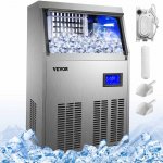 VEVOR 110V Commercial Ice Maker 80 - 90 lbs. Per 24 Hours, 33 lbs. Storage Bin, Clear Cube, Advanced LCD Panel, Auto Operation, Blue Light, Fully Upgrade, Include Electric Water Drain Pump, Water Filter, 2 Scoops