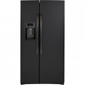 GSS25IENDS 36" Side by Side Refrigerator with 25.14 cu. ft. Total Capacity Showcase LED Lighting and Hidden Hinge in Black Slate