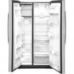 GE GZS22IYNFS 36"" Counter-Depth Side-by-Side Refrigerator with 21.8 cu. ft. Capacity External Ice and Water Dispenser and 2 Refrigerator Glass Shelves in Stainless Steel