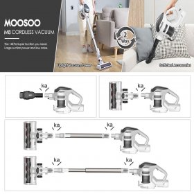 MOOSOO M8 Cordless Vacuum Cleaner, 4 in 1 Lightweight Stick Vacuum with 2 Speed Modes
