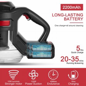 Moosoo Cordless Vacuum XL-618A 4-in-1 Lightweight Stick Vacuum Cleaner - Red