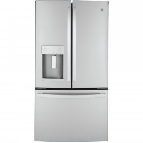 GE GYE22GYNFS 36 French Door Counter Depth Refrigerator with 22.1 cu. ft. Total Capacity Space Saving Ice Maker Showcase LED Lighting in Stainless Steel