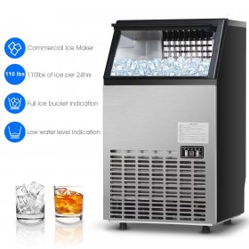Costway Built-In Stainless Steel Commercial Ice Maker Portable Ice Machine Restaurant