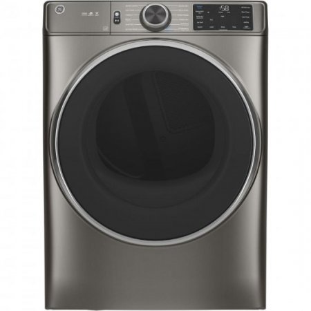 GE GFD65GSPNSN 28" Front Load Gas Dryer with 7.8 cu. ft. Capacity Powersteam Built-in WiFi Sanitize Cycle and Vent Sensor in Satin Nickel