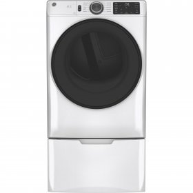 GE GFV55ESSNWW 28"" Long Vent Front Load Electric Dryer with 7.8 cu. ft. Capacity Built-In WiFi Sanitize Cycle and 200 Ft. Vent in White
