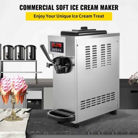 VEVOR Commercial Ice Cream Maker Single Flavor 4.7 - 5.3 Gallons Per Hour Soft-Serve Ice Cream Machine 1800W with LCD Panel, Stainless Steel