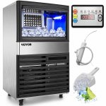 VEVOR 110V Commercial Ice Maker 110 lbs/24h with 44 lbs Bin, Clear Cube, LED Panel, Stainless Steel, Auto Clean, Include Water Filter, Scoop, Connection Hose, Professional Refrigeration Equipment