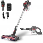 Moosoo Cordless Vacuum Cleaner, 4 in 1 Cordless Stick Vacuum with Powerful Suction for Hardwood Floor Carpet Car Pet Hair, XL-618A Red