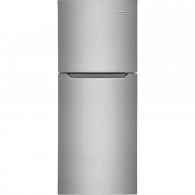 Frigidaire FFET1022UV 24" Top Freezer Refrigerator with 10.1 cu. ft. Capacity, Store-More Humidity-Controlled Crisper Drawers, Frost-Free and Ready-Select Electronic Temperature Controls, in Stainless