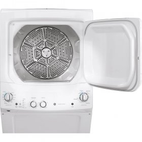 GE GUV27ESSMWW 27 inch White Electric Washer/Dryer Stacked Laundry Center