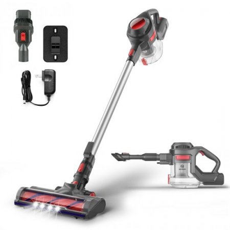 MOOSOO Cordless Stick Vacuum 4-in-1 Lightweight Portable Vacuum Cleaner, Red