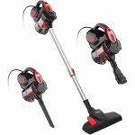 INSE Lightweight Corded Stick Vacuum Cleaner 3-in-1 Handheld Vacuum for Pet Hair Hard Floor Red