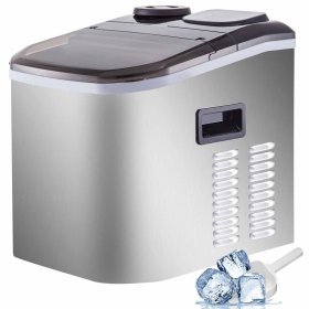 VEVOR 40lbs/24h Portable Countertop Ice Maker Stainless Steel with LCD Display Control Panel and Ice Scoop