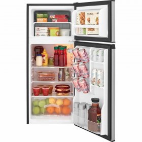 Frigidaire FFPS4533UM 19 Compact Refrigerator: 4.5 cu. ft. Total Capacity Adjustable Glass Shelves Reversible Door & Full Width Freezer in Silver Mist