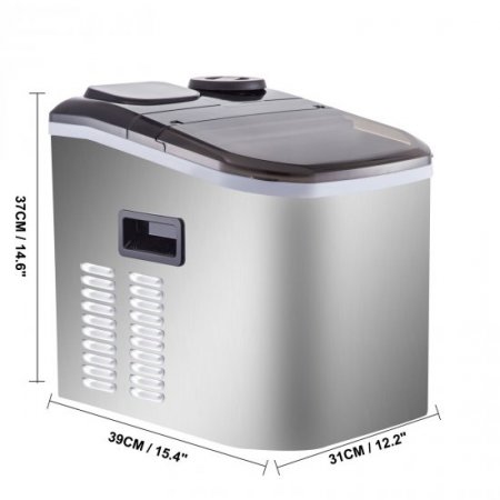 VEVOR 40lbs/24h Portable Countertop Ice Maker Stainless Steel with LCD Display Control Panel and Ice Scoop