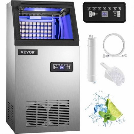 VEVOR Commercial Ice Maker 88 lbs. Per 24 Hours with 29 lbs. Storage 3" x 8" Cubes Commercial Ice Machine 110V Automatic Ice Machine