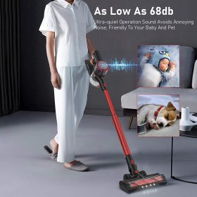 MOOSOO Cordless Vacuum Stick Vacuum Cleaner Ultra-Quiet with Brushless Motor Multi-Attachments K17-Pro for Carpet Hard Floors