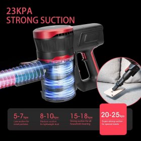 MOOSOO K17 Cordless Vacuum Cleaner 23Kpa Strong Suction 2 in 1 Stick Vacuum Ultra-Quiet Handheld Vacuum with Brushless Motor Multi-attachments