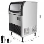 VEVOR 110V Commercial Ice Maker 176lbs/24h with 120lbs Bin, Advanced Intelligent LCD Panel, Full Clear Cube, Air-Cooled, include 2 Water Filters and Electric Drain Pump, 2 Scoops, Connection Hose