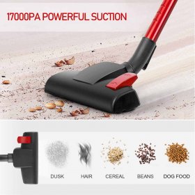 MOOSOO 4-in-1 Cord Vacuum Cleaner, 17000Pa Stick Vacuum Cleaner with Adjustable Tube, Soft Tube, Crevice Tool for Hardwood Floor Pet Hair Home