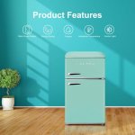 Galanz GLR31TGNER 3.1 Cu. Ft. Retro Compact Refrigerator True Top Freezer, Green