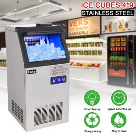 Ktaxon 110lbs/24h Stainless Steel Commercial Freestanding Ice Maker Machine, Gray
