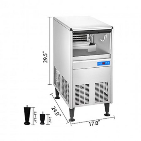 VEVOR Commercial Ice Maker 95 lbs/24h with 50 lbs Bin, ETL Approved, Full Stainless Steel Construction, Auto Clean