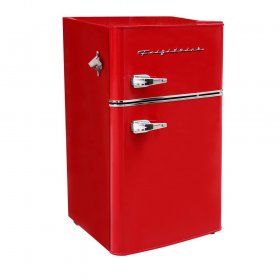 Frigidaire Retro 3.2 Cu ft Two Door Compact Refrigerator with Freezer, Red