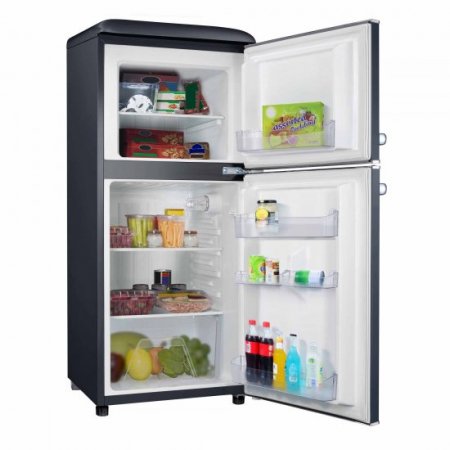 Galanz 4.0 cu ft Retro Two Door Refrigerator, Black