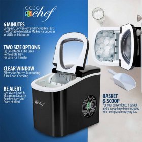 Deco Chef Countertop Ice Maker Portable 26lb Daily Capacity, Black
