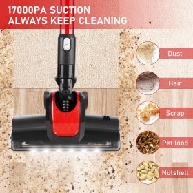 GeeMo 4 in 1 Cord Vacuum 17000Pa Suction Stick Vacuum Cleaner with Electric Floor Brush HEPA Filter 1.2L Large Capacity Dust Cup H595.