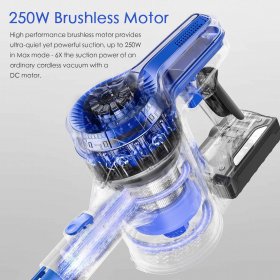 APOSEN Cordless Vacuum Cleaner, 10-in-1 Stick Vacuum Lightweight Ultra-Quiet 24Kpa Powerful Suction Brushless Motor for Home Kitchen Carpet Hard Floors Pet Hair Blue