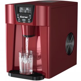 Costway 2 In 1 Ice Maker Water Dispenser Countertop 36 lbs. Per 24 Hours LCD Display Portable Red
