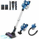 INSE Cordless Vacuum Cleaner with 2 Batteries, Up to 80mins Run-time Rechargeable Stick Vacuum, 23Kpa 250W Powerful Suction Lightweight Handheld Vac for Home Hard Floor Carpet Car Pet Hair