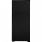 GE GTS17DTNRBB 28 Inch Black Freestanding Top Freezer Refrigerator, 16.63 cu. ft. Total Capacity, 3 Wire Shelves, 4.03 cu. ft. Freezer Capacity, Crisper Drawer, Frost Free Defrost, ADA Compliant