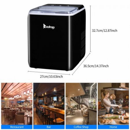 Ktaxon Portable Countertop Ice Maker Machine 44Lbs/24H Self-Clean,Black