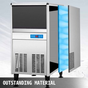 VEVOR Commercial Ice Maker 95 lbs/24h with 50 lbs Bin, ETL Approved, Full Stainless Steel Construction, Auto Clean