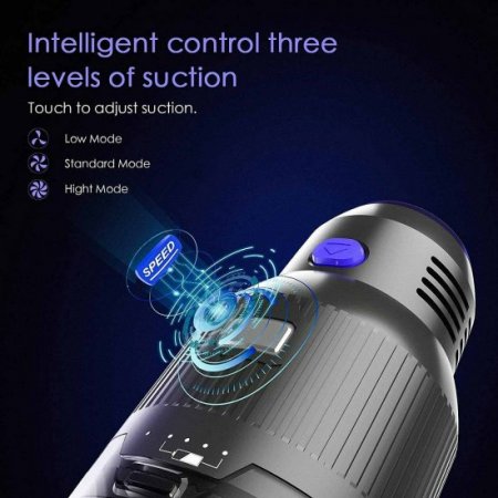 Moosoo Cordless Vacuum, 22Kpa Stick Vacuum Cleaner with Multi-Cone Cyclone Filtration, LED Turbine Floor Brush, for Hard Floor Carpet, Blue