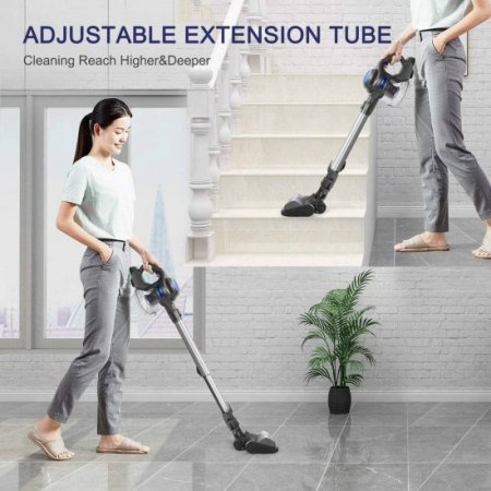 MOOSOO XL-618A Cordless Vacuum 4 in 1 Stick Vacuum for Carpet Hard Floor, Blue