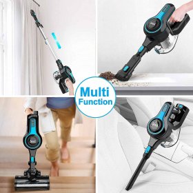 INSE Cordless Vacuum Cleaner Lightweight Powerful Suction Stick Vacuum 1.2 L Large Dust Cup Handheld Vac for Cleaning - Light Blue