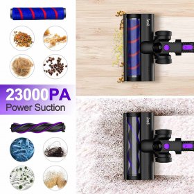INSE Cordless Vacuum Cleaner, 10-in-1 Stick Vacuum Cleaner for Carpet Hard Floor Pet Hair, 23Kpa 250W Brushless Motor, Lightweight Handheld, 2500mAh Rechargeable Battery, Violet