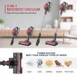 Moosoo Cordless Vacuum XL-618A 4-in-1 Lightweight Stick Vacuum Cleaner - Red