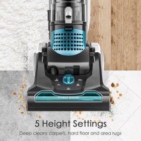 MOOSOO Bagless Upright Vacuum Cleaner 20Kpa Powerful Suction With Pneumatic Brush And 2.9L Dust Cup, 5 Adjustable Height Ideal For Carpets, Pets, Hard Floors U1400