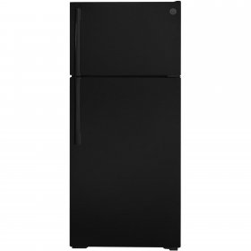 GE GTS17DTNRBB 28 Inch Black Freestanding Top Freezer Refrigerator, 16.63 cu. ft. Total Capacity, 3 Wire Shelves, 4.03 cu. ft. Freezer Capacity, Crisper Drawer, Frost Free Defrost, ADA Compliant