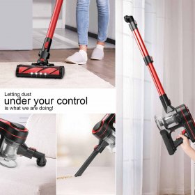 APOSEN Cordless Stick Vacuum Cleaner 4 in 1 Lightweight -Red